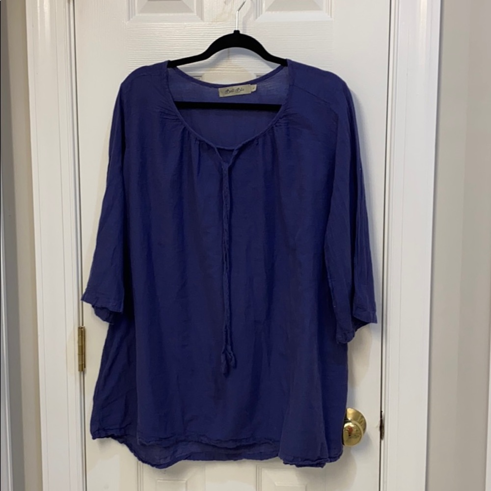 Bali Blu Cotton Tunic 3/4 sleeve - Sz Large